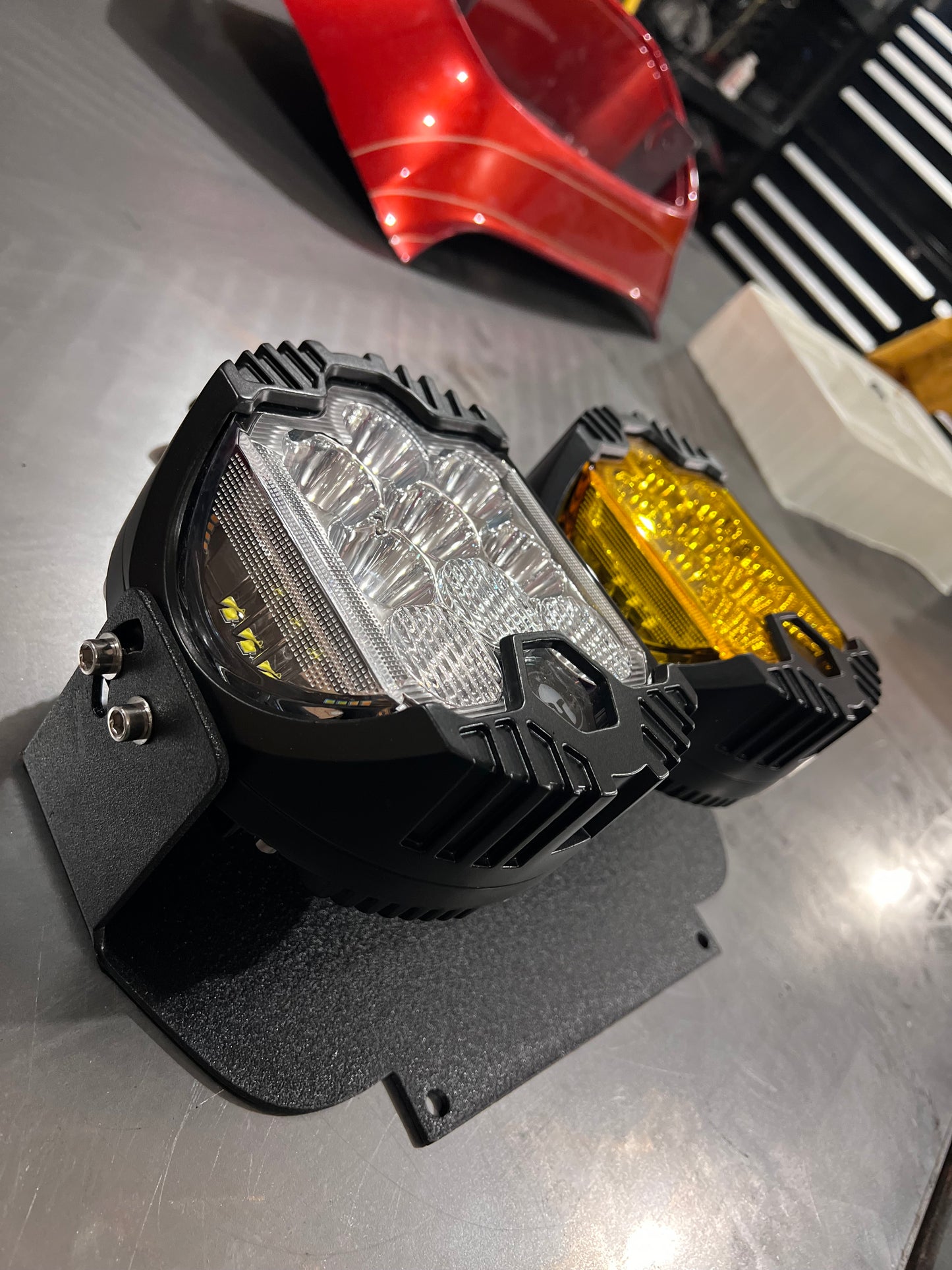 15+ Harley Road Glide Headlight dual 7inch round bracket.